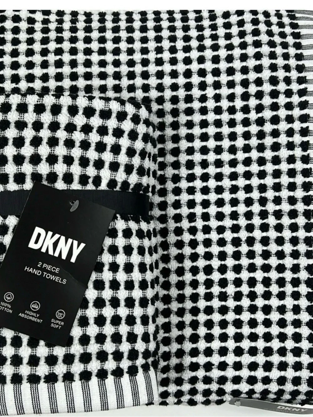 Donna Karan New York DKNY Bath Towel Set - Black White Textured - 4 Peice NEW